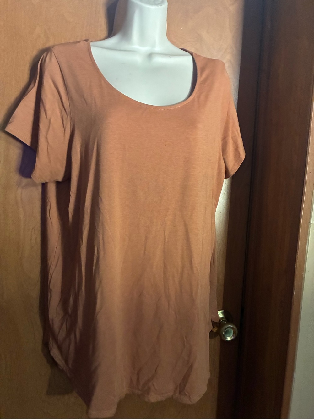 Tahari Everyday Scoop Neck Tee - Rust Orange 1X